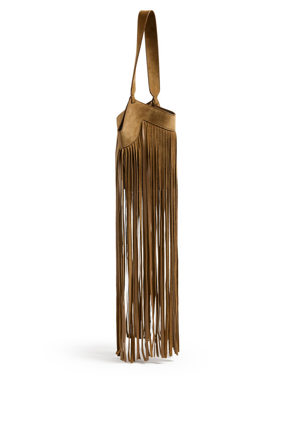 Khaite Nano Lotus Mud Suede Fringe Tote - view 3
