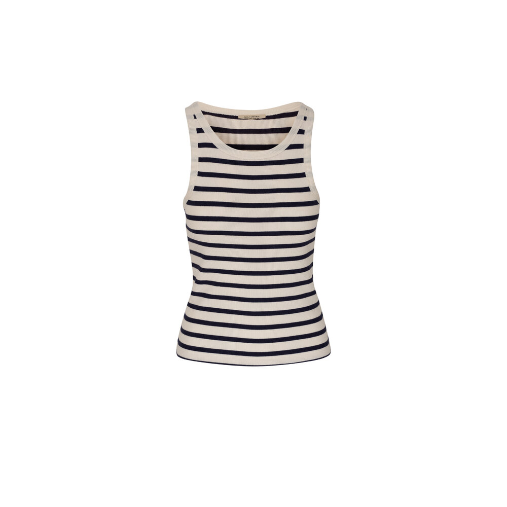 Nili Lotan - Jennifer Ivory & Navy Stripe Ribbed Tank Top