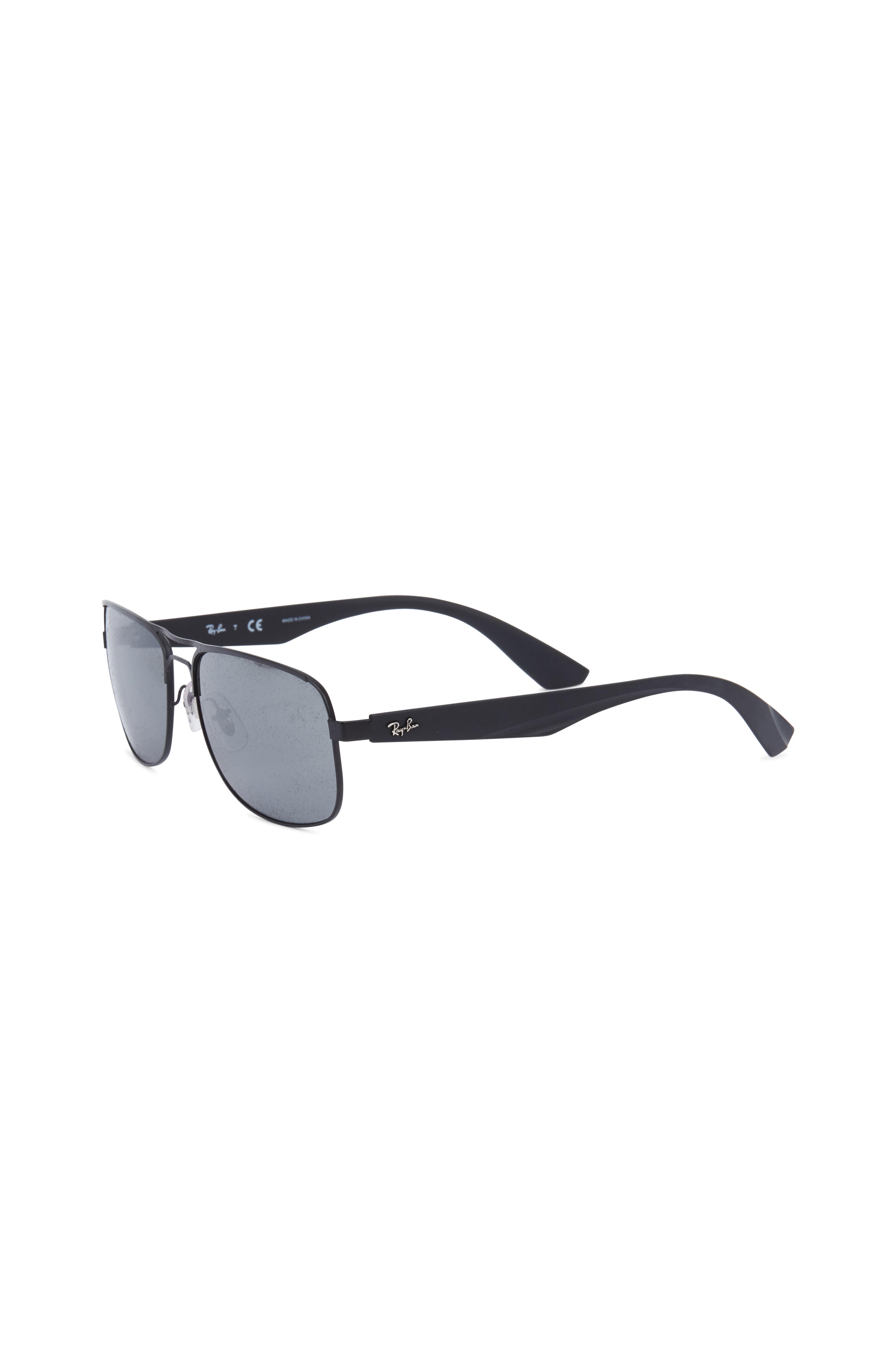 Ray Ban - Rectangular Black Polarized Sunglasses