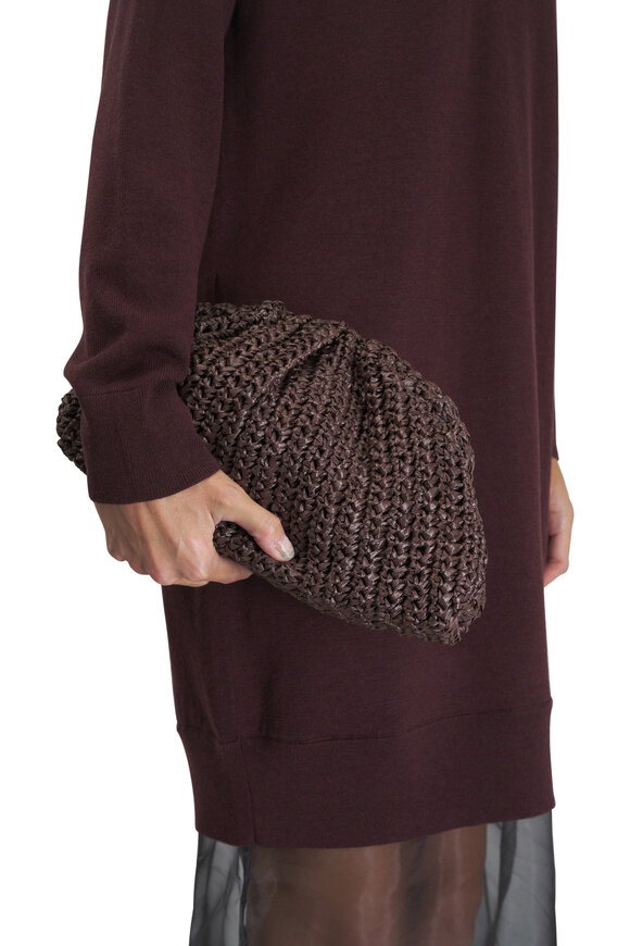 Maria La Rosa - Game Brown Crochet Clutch 