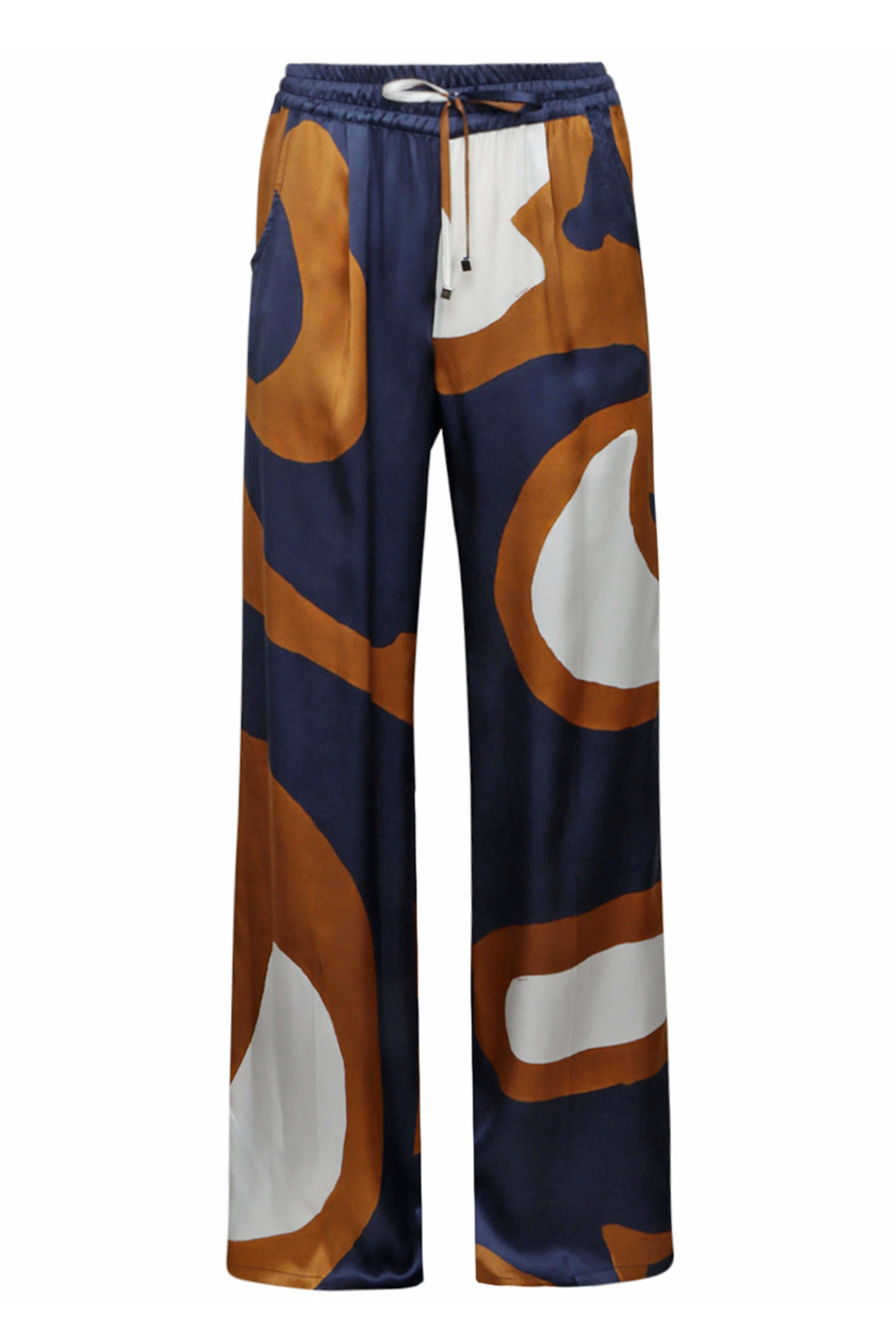パンツ KITON SILK PANTS WITH PRINT Women's blue printed silk pantacoulisse | Kiton