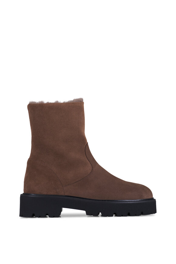Aquatalia Eloise Taupe Suede Shearling Lined Boot - view 3