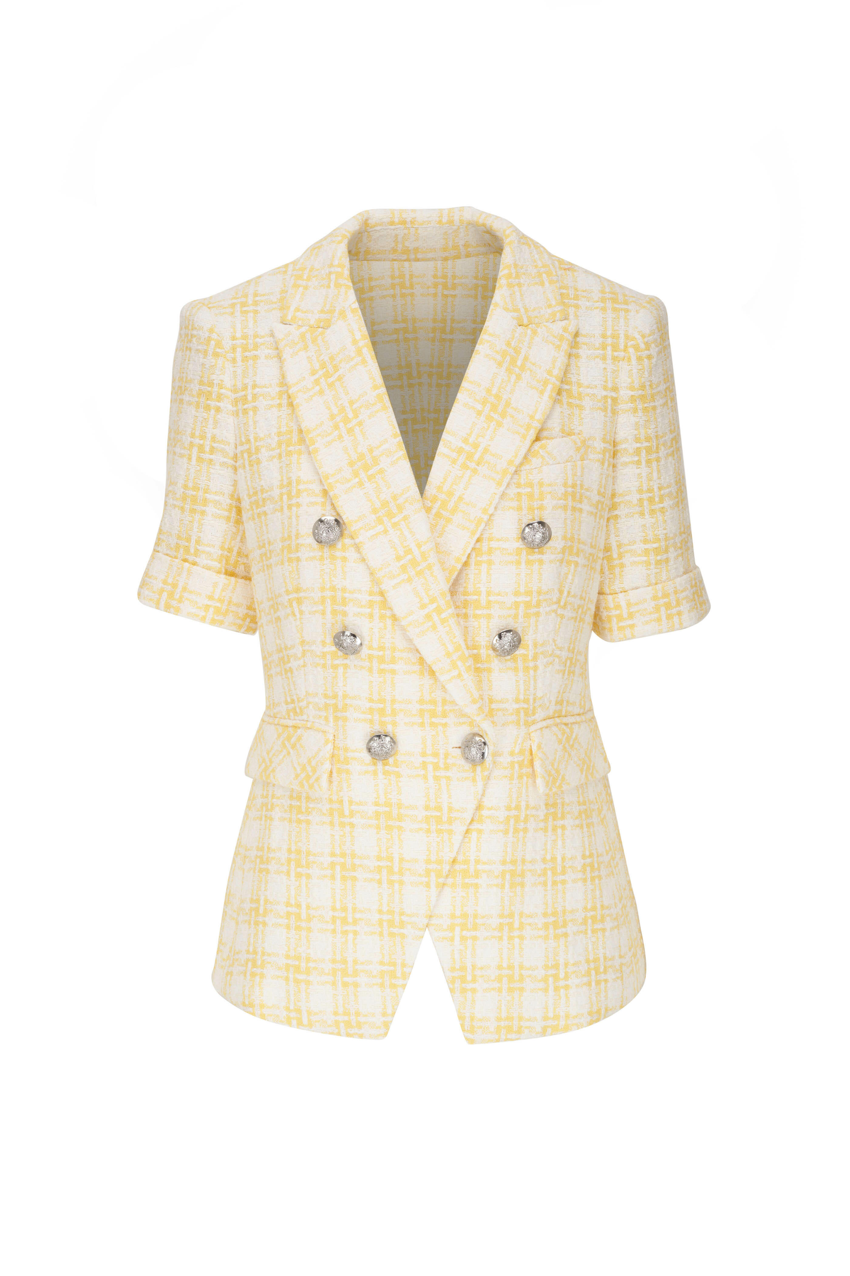 Veronica Beard Jenny Pale Yellow Tweed Dickey Jacket