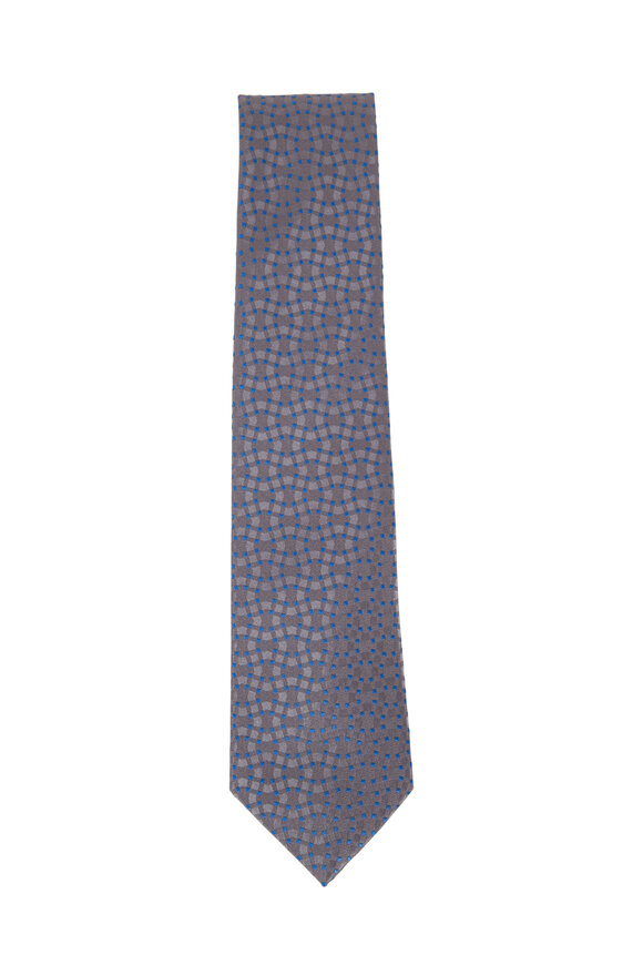 Charvet - Gray & Royal Blue Dot Silk Necktie
