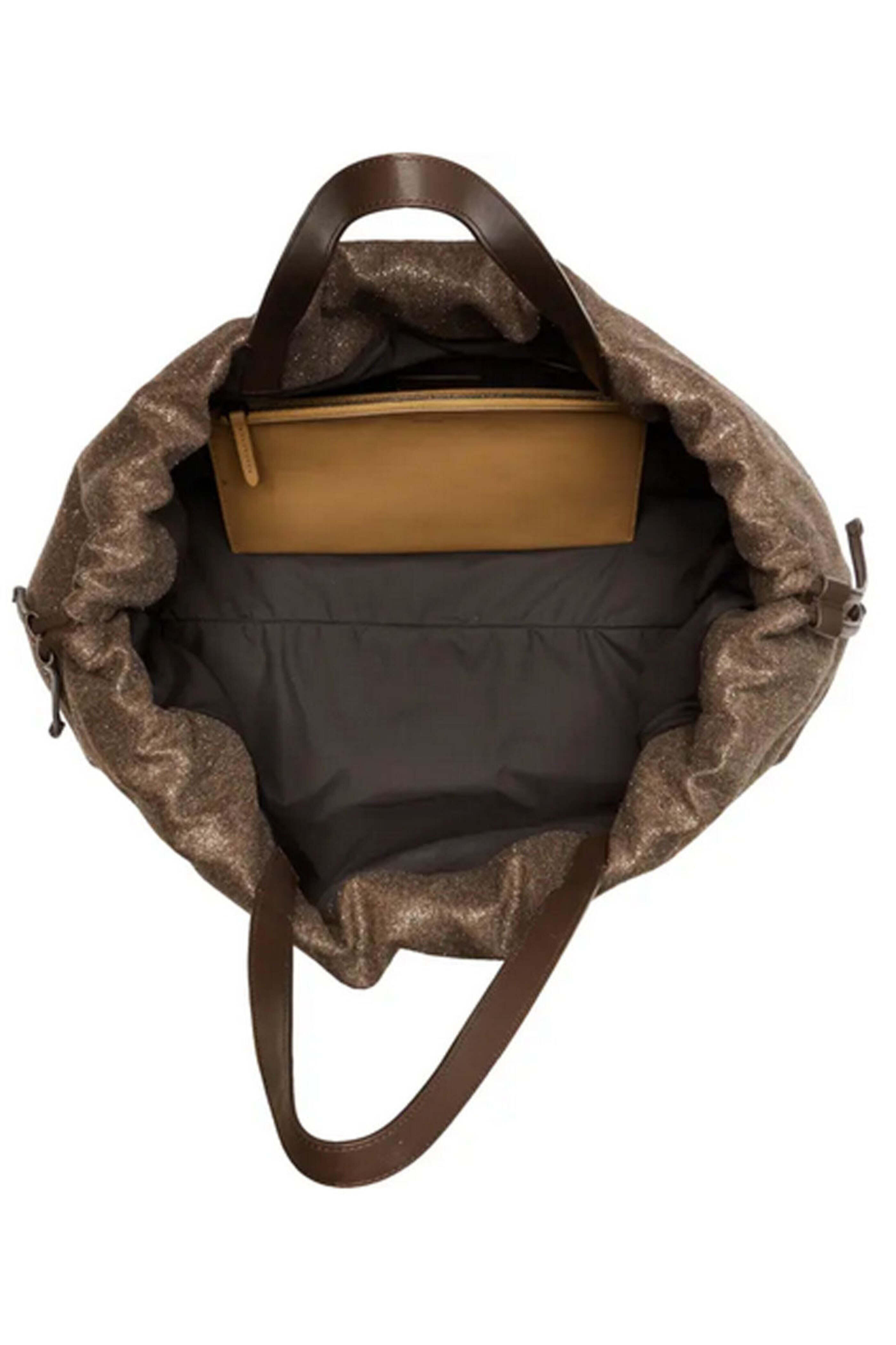 Brunello Cucinelli - Warm Gold Top Handle Drawstring Tote Bag