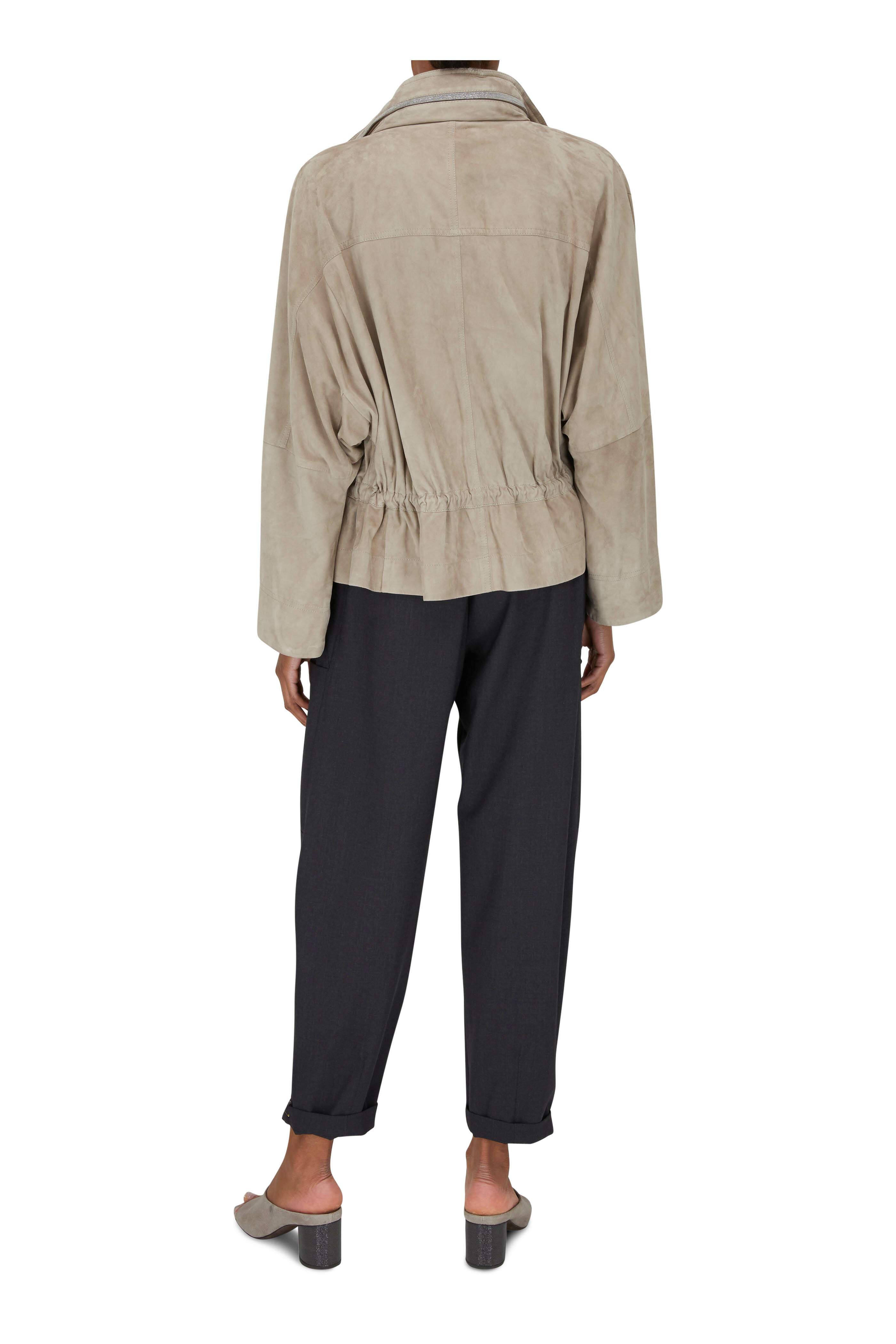 Brunello Cucinelli - Black Leather Monili Trim Wristlet Clutch