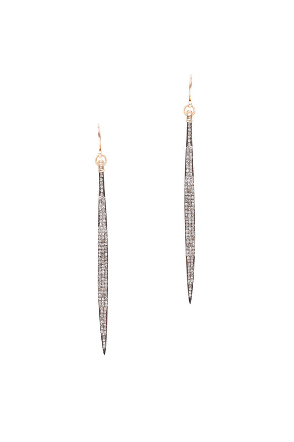 Dana Kellin - 14K Gold & Silver Pavé Diamond Long Bar Earrings
