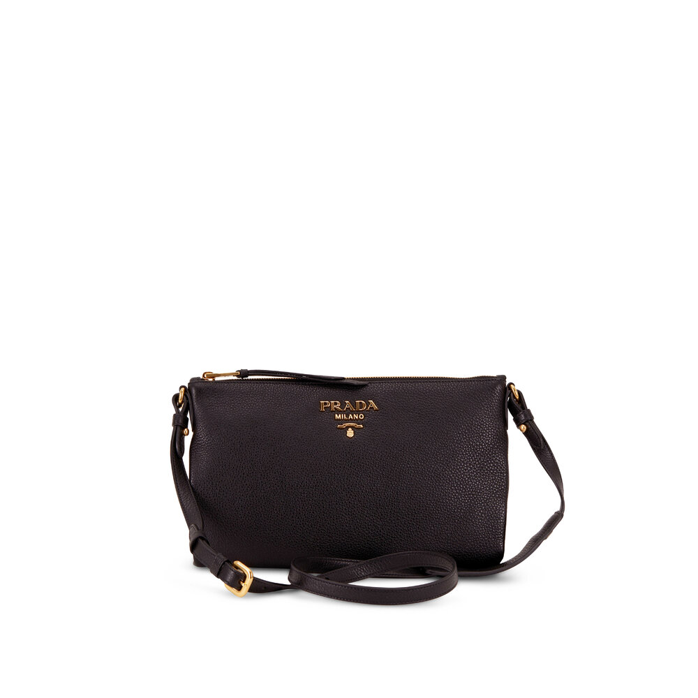 Prada - Black Grained Leather Crossbody Bag | Mitchell Stores