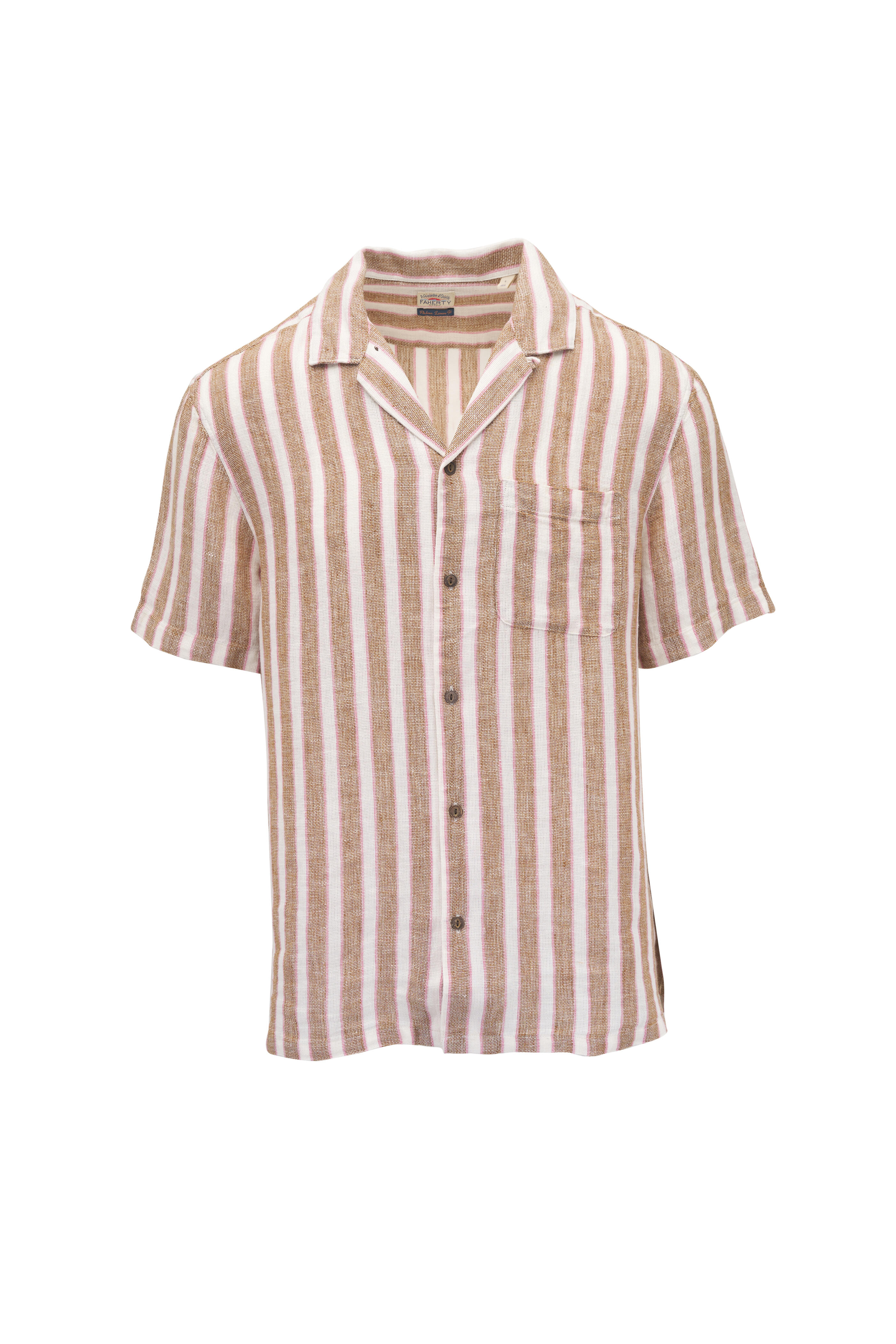 Faherty Brand - Palma Sienna Valley Stripe Linen Camp Shirt