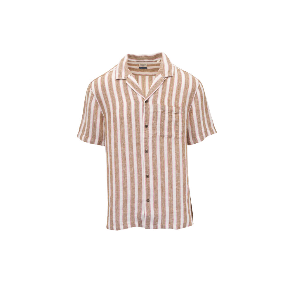 (取寄) ファリティ レディース パルマ リネン キャンプ シャツ Faherty women Palma Palma Linen Camp Shirt - Sail Away Stripe | Faherty Brand