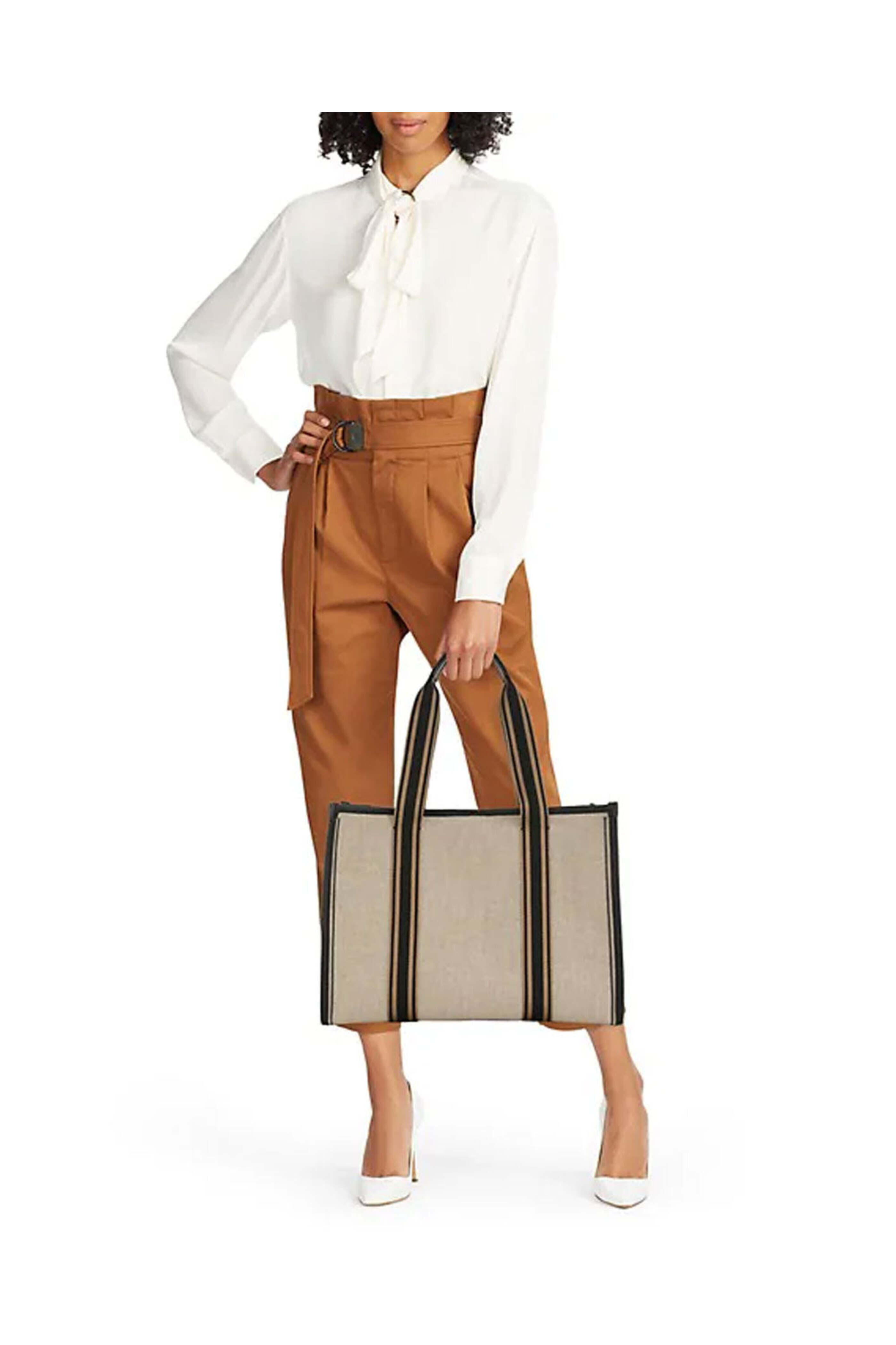 Brunello Cucinelli - Leather Trimmed Canvas Tote in Natural