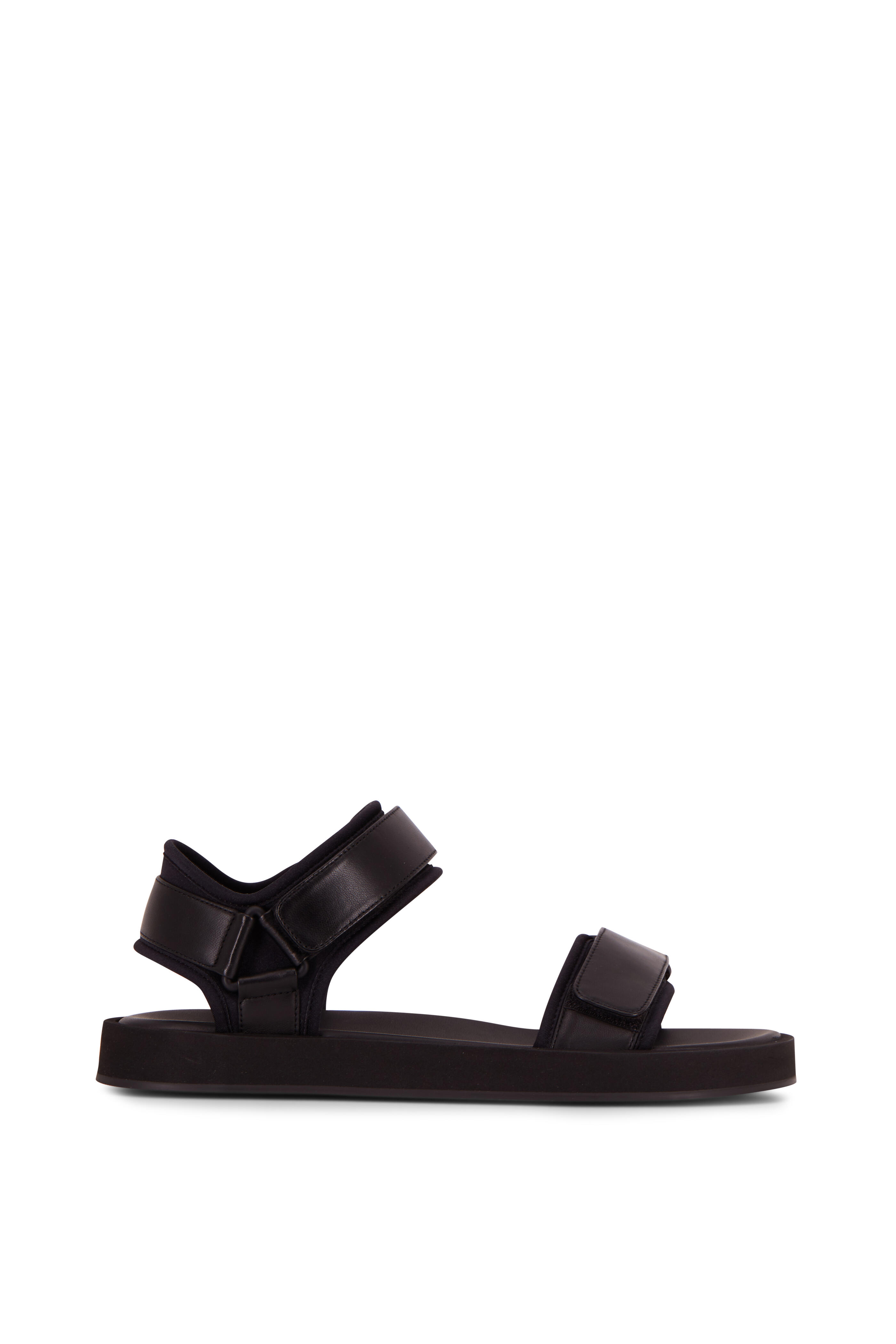 The Row - Black Hook & Loop Velcro Nappa Sandal