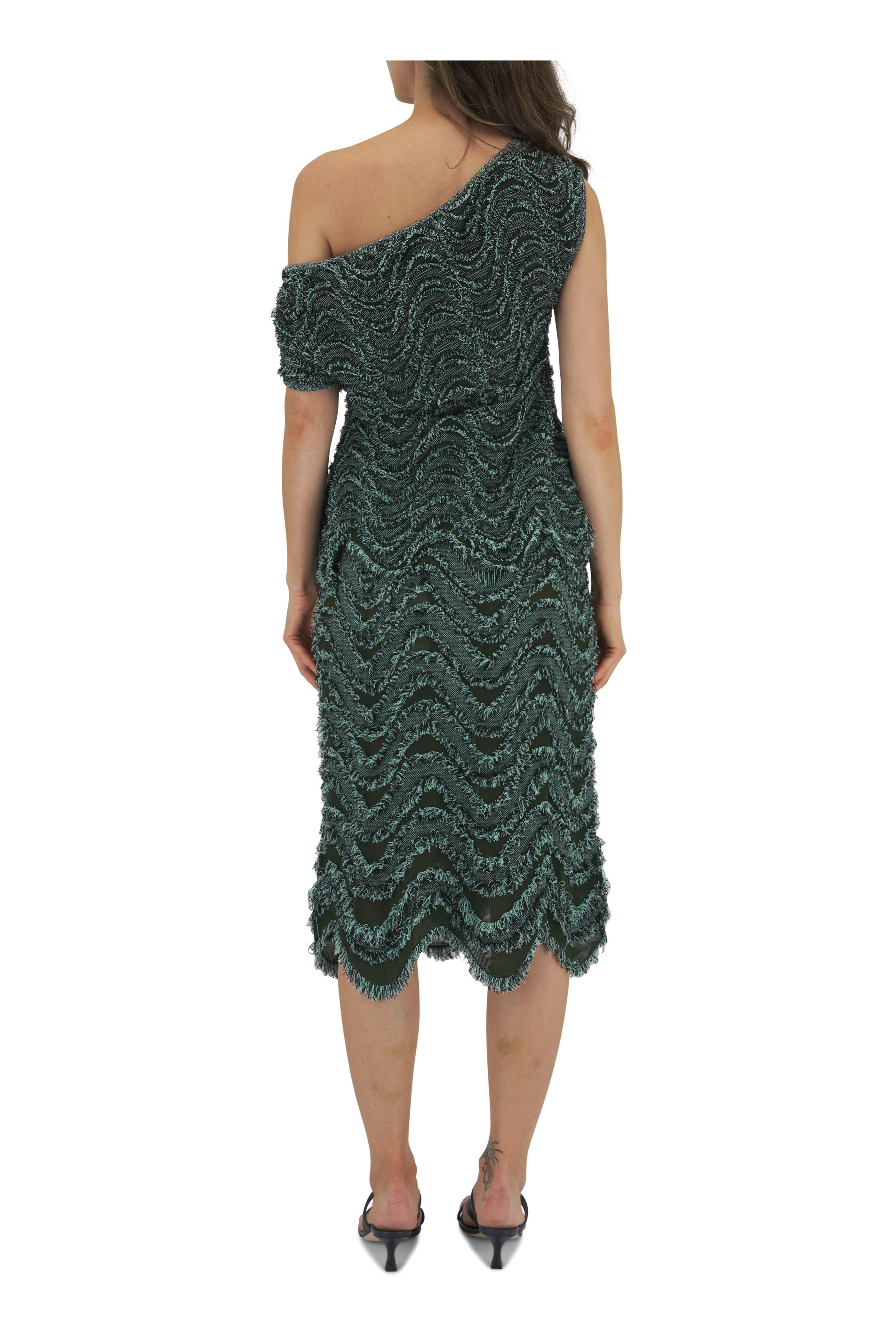 Bottega Veneta - Aquamarine & Black Waves Embroidered Fringe