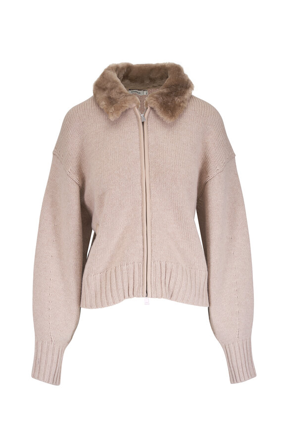 Simkhai Zorina Taupe Wool & Cashmere Zip Cardigan - view 1