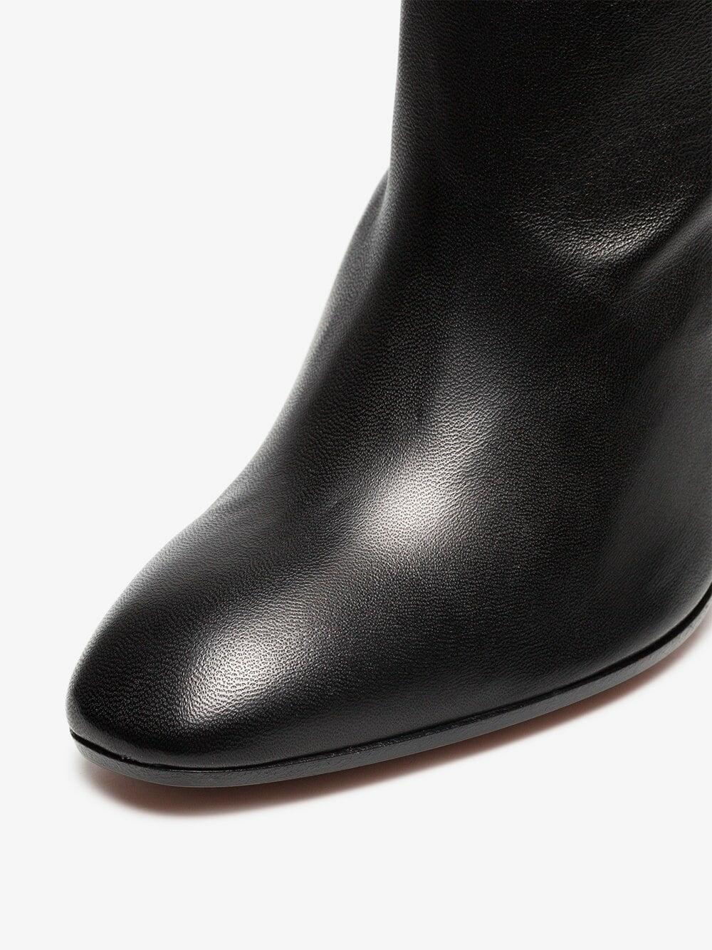 Aquazzura - Boogie Black Stretch Leather Slouch Bootie, 85mm