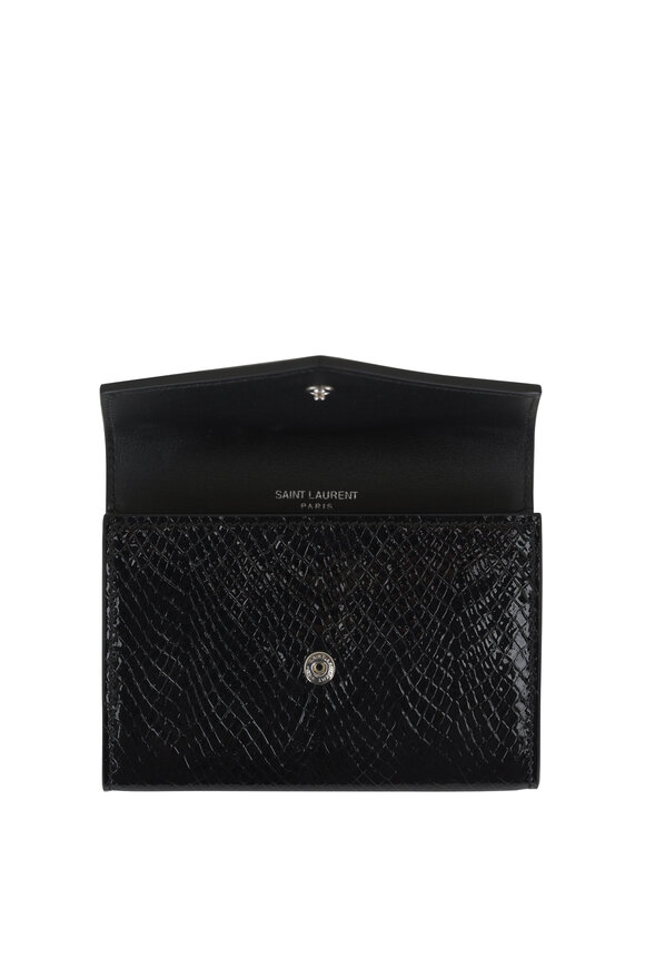 Saint Laurent - Black Embossed Leather Envelope Wallet 