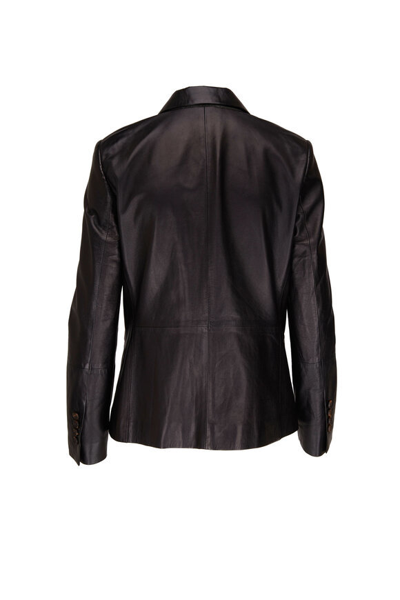 Brunello Cucinelli - Black Double-Breasted Leather Jacket 