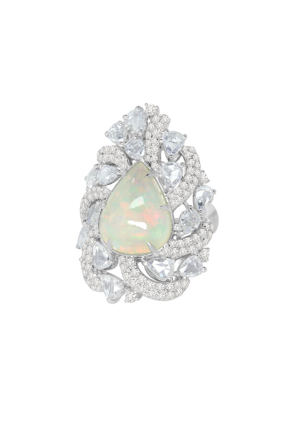 Sutra - White Gold White Opal Diamond Ring
