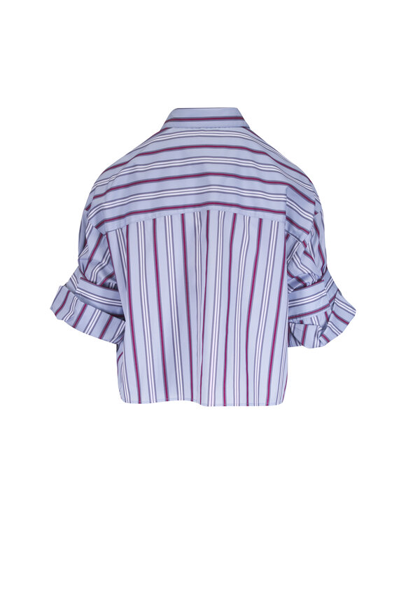 TWP Next Ex Light Gray & Maroon Stripe Cotton Shirt - view 2