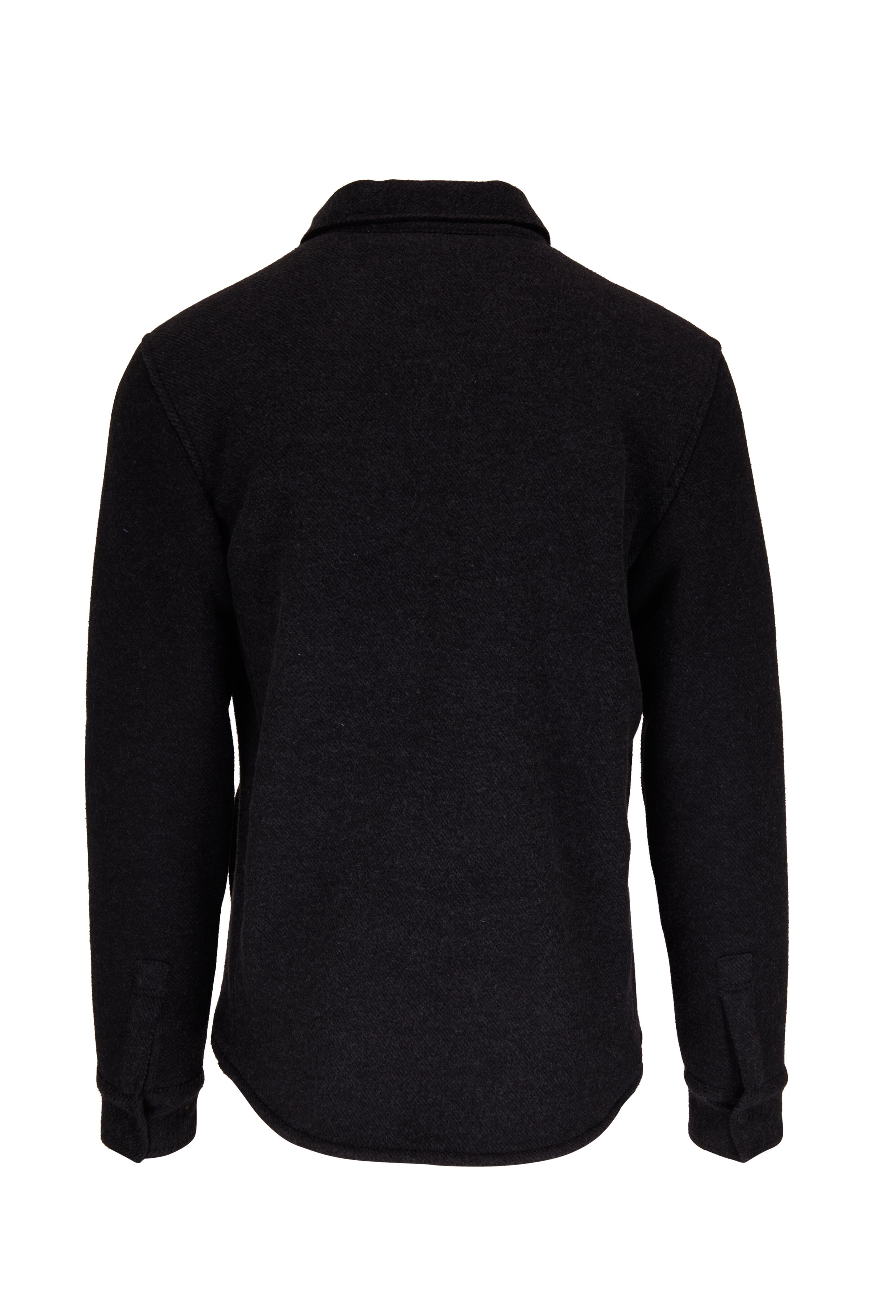 Faherty Brand CPO Heathered Black Twill High Pile Fleece Shacket