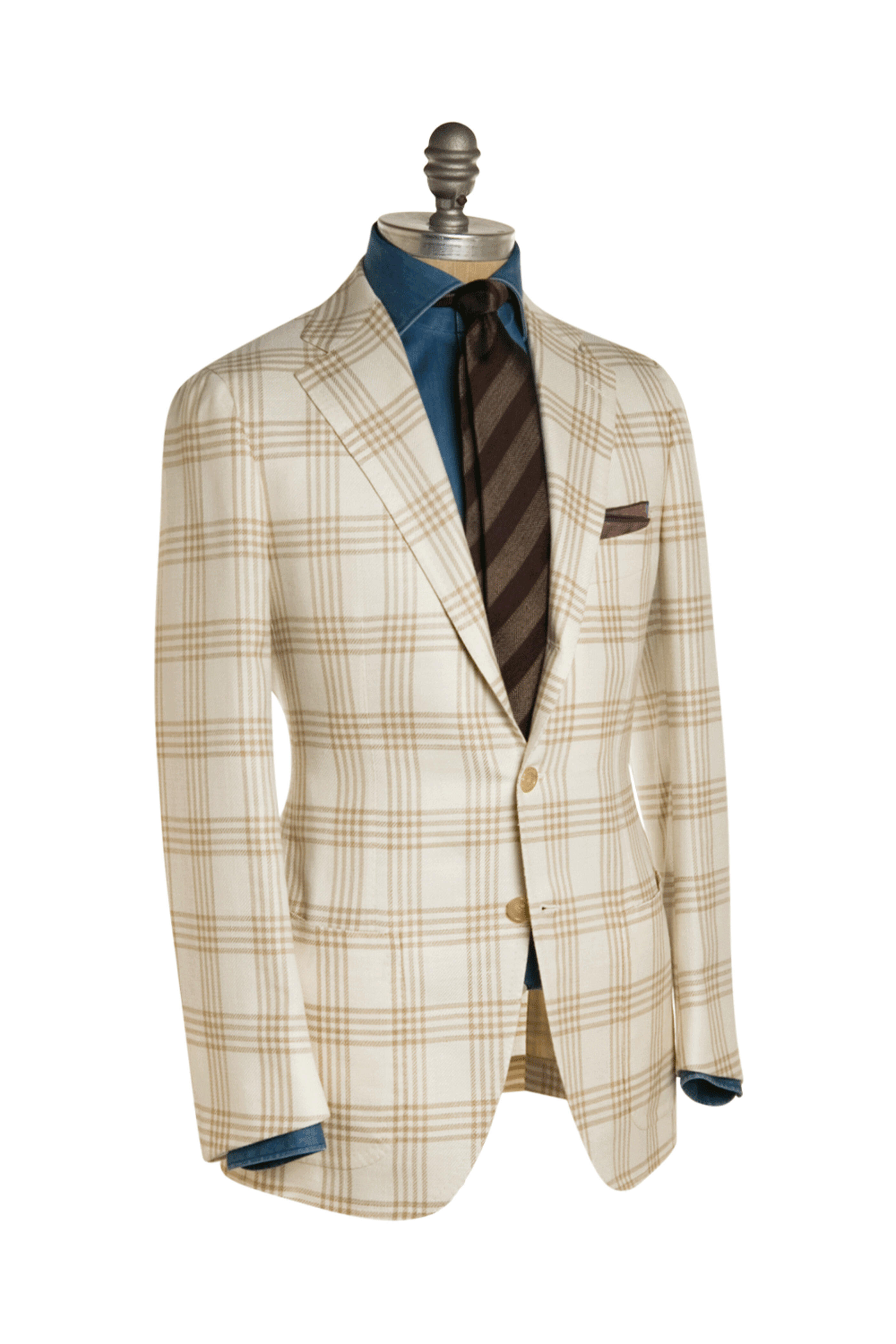Cesare Attolini - Beige and Cream Windowpane Sportcoat