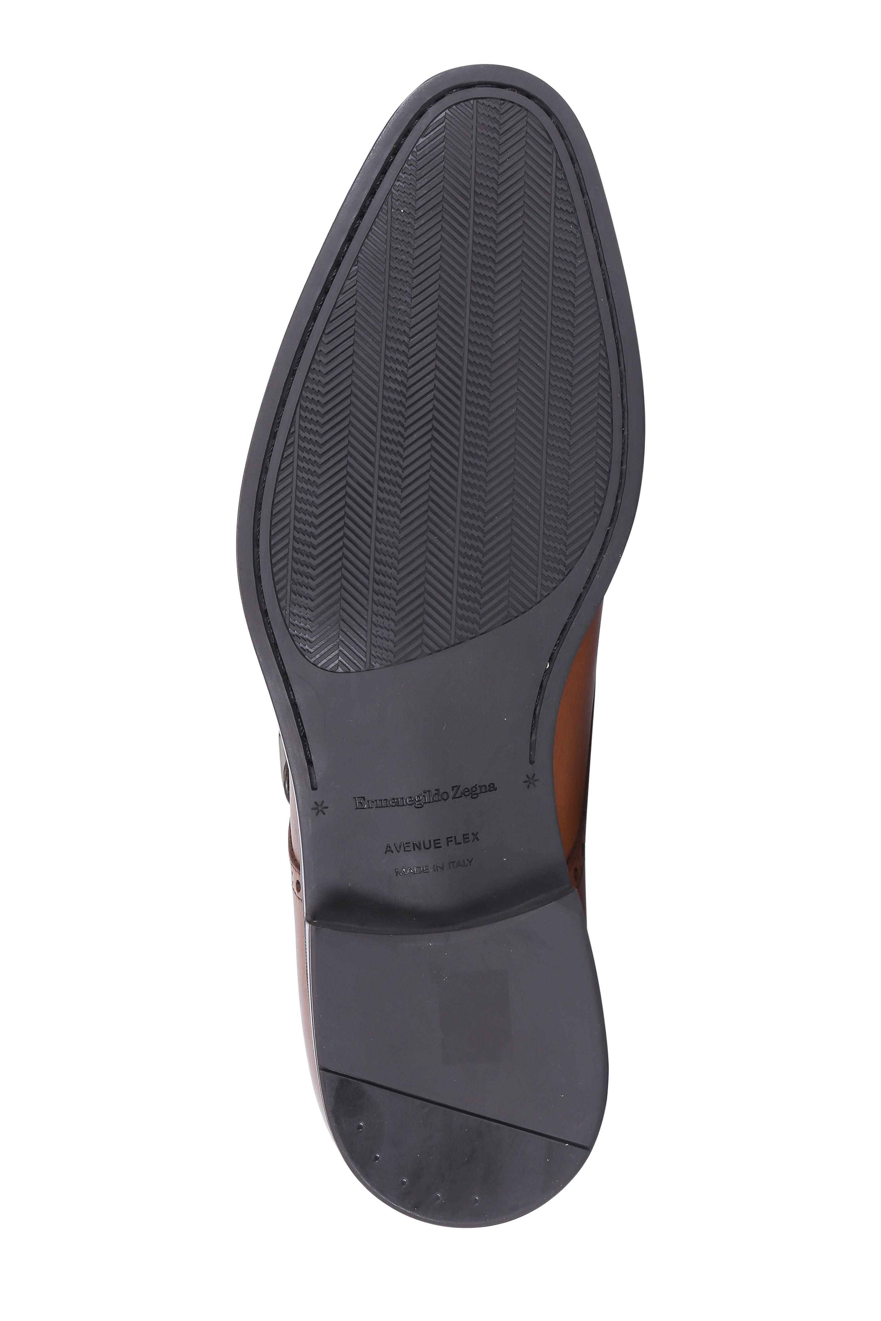 Zegna - Garonne Burnished Brown Leather Single Monk Shoe display picture 1