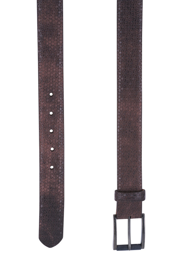 W Kleinberg - Brown Embossed Leather Belt