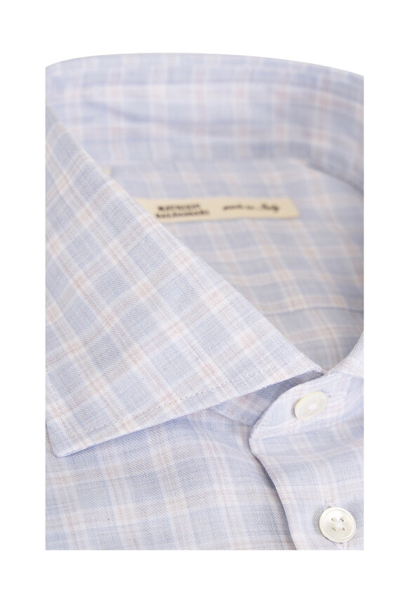 Maurizio Baldassari Santini Light Blue & Beige Plaid Sport Shirt - view 2