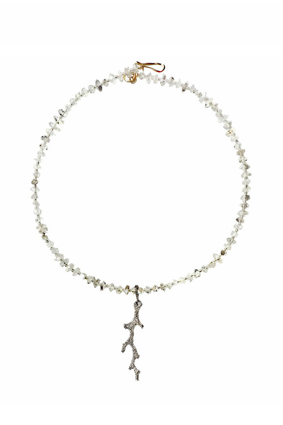 Julie Cohn Design Diamond Coral Branch Pendant Necklace