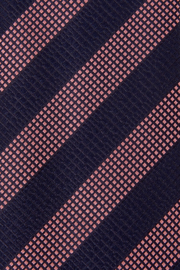 Zegna - Burgundy & Navy Diagonal Stripe Silk Necktie