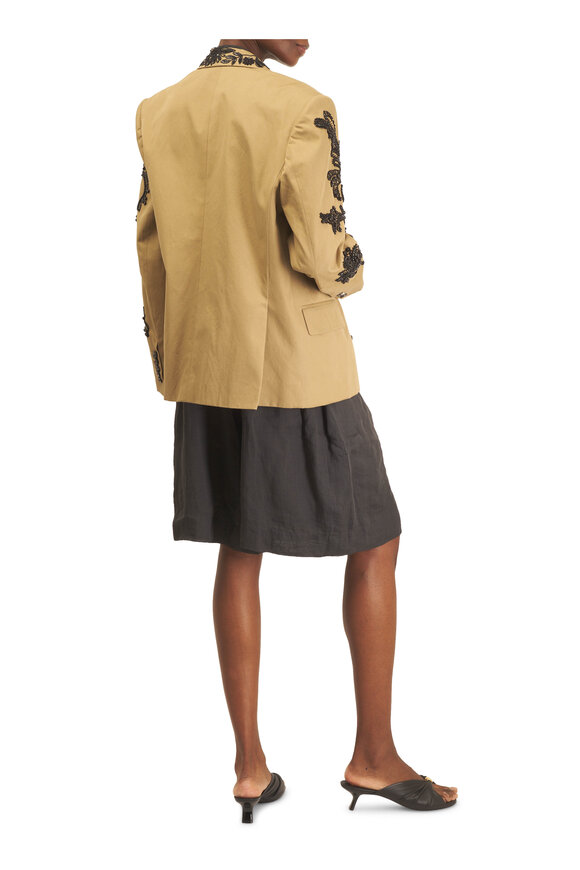 Dries Van Noten Camel Oversized Embroidered Blazer - view 4