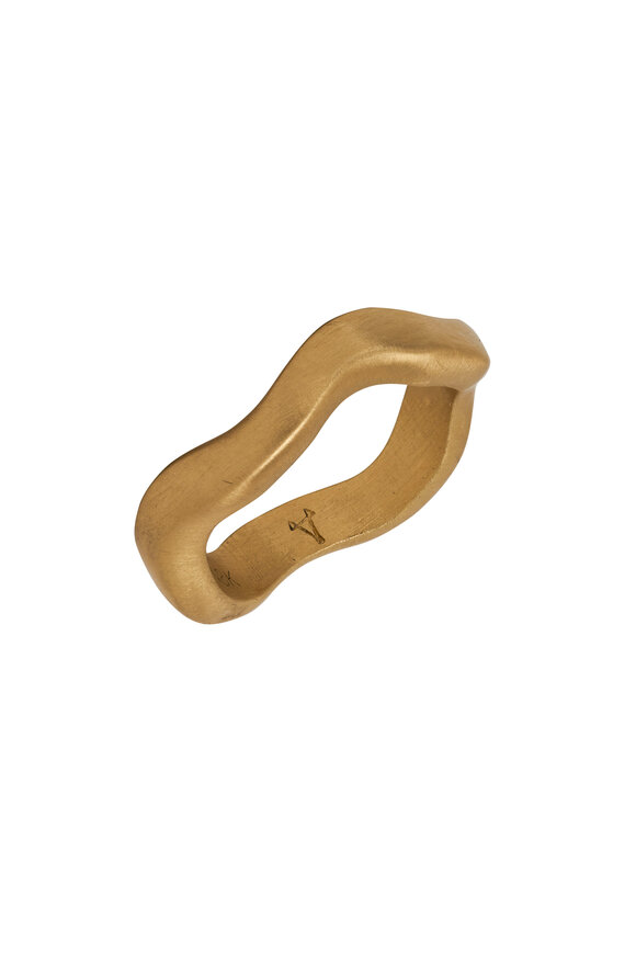 Mindy Fox Handcrafted 18K Green Gold River Ring 
