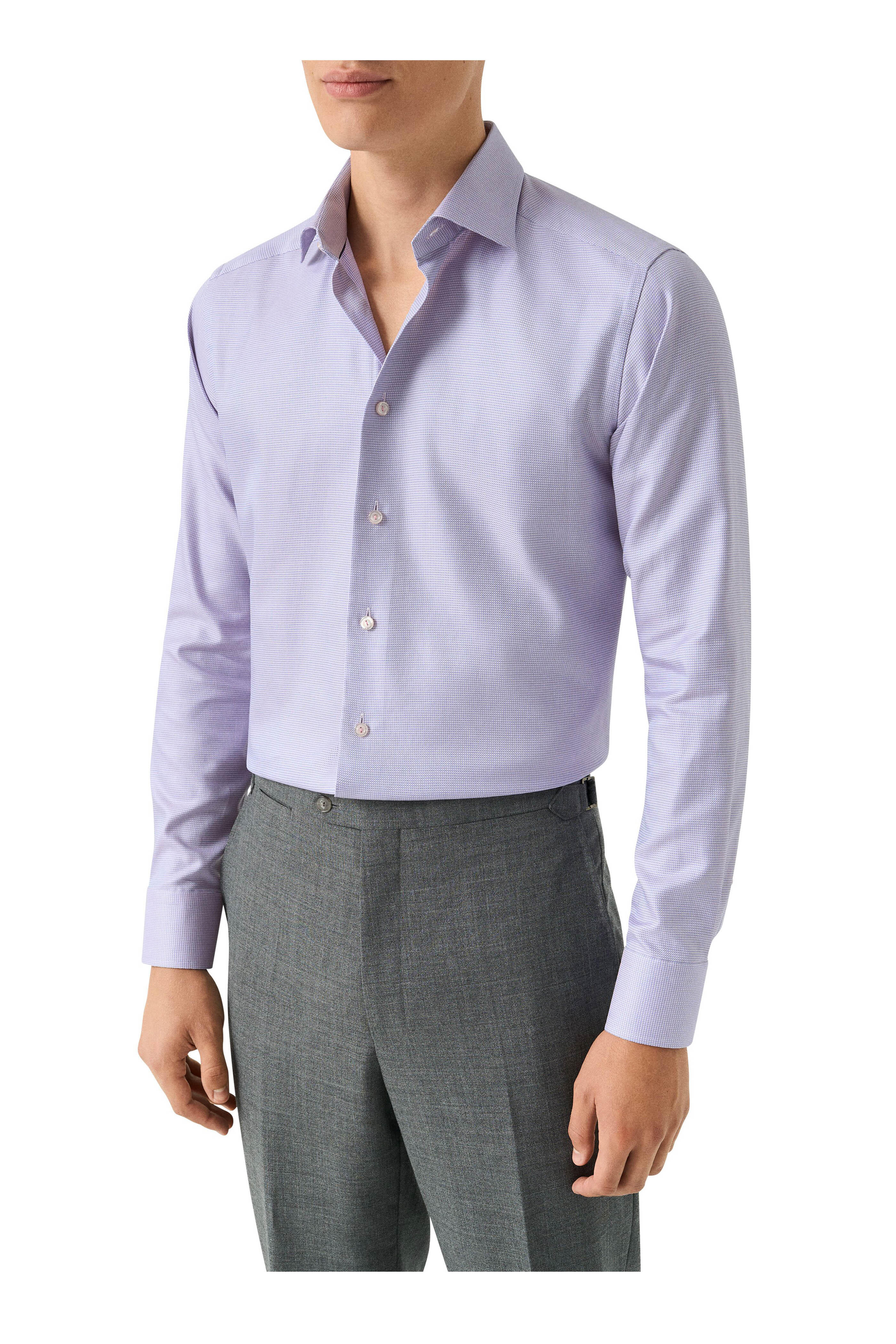 Eton - Pink Micro Dot Cotton Dress Shirt - view 2