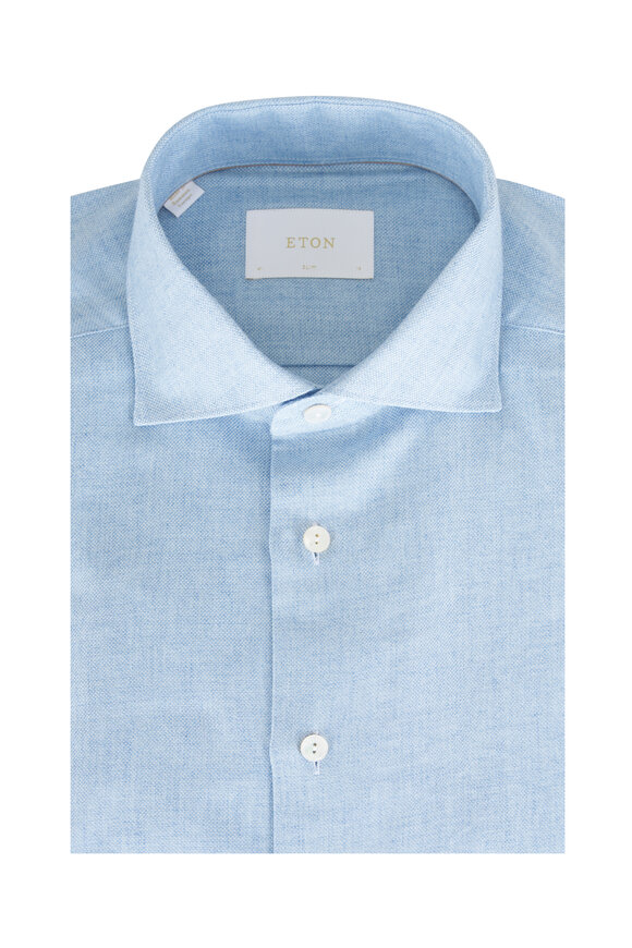 Eton Light Blue Cotton, Silk & Cashmere Dress Shirt - view 1
