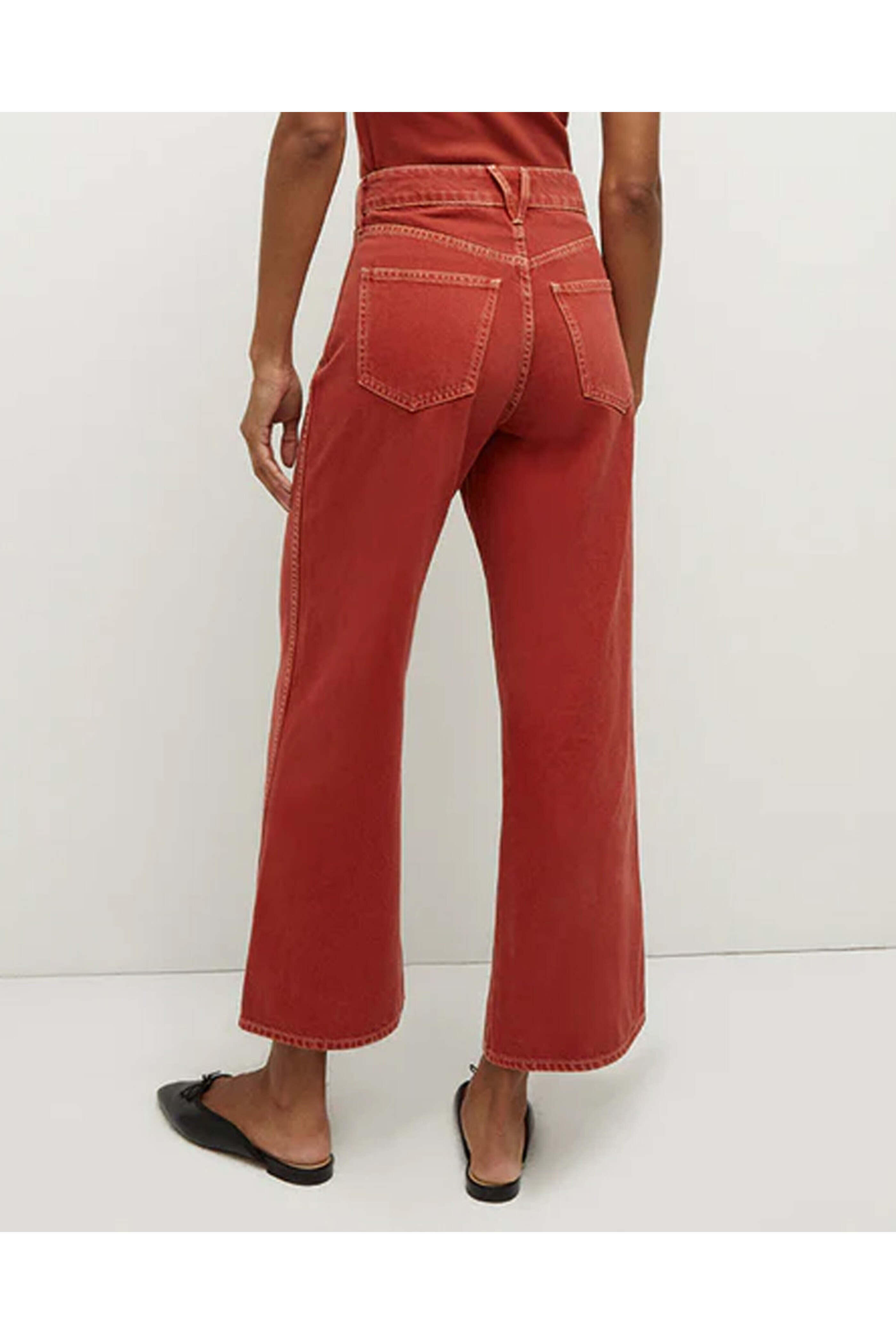 Veronica Beard - High Rise Taylor Wide Leg Crop Jean in Brick Red