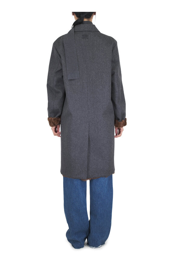 Miu Miu Anthracite & Brown Reversible Wool Coat - view 3