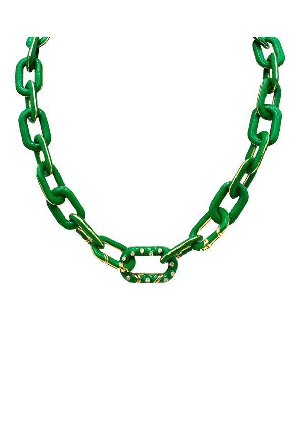 Royal Nomad Jewelry Kelly Green Enamel Link Necklace