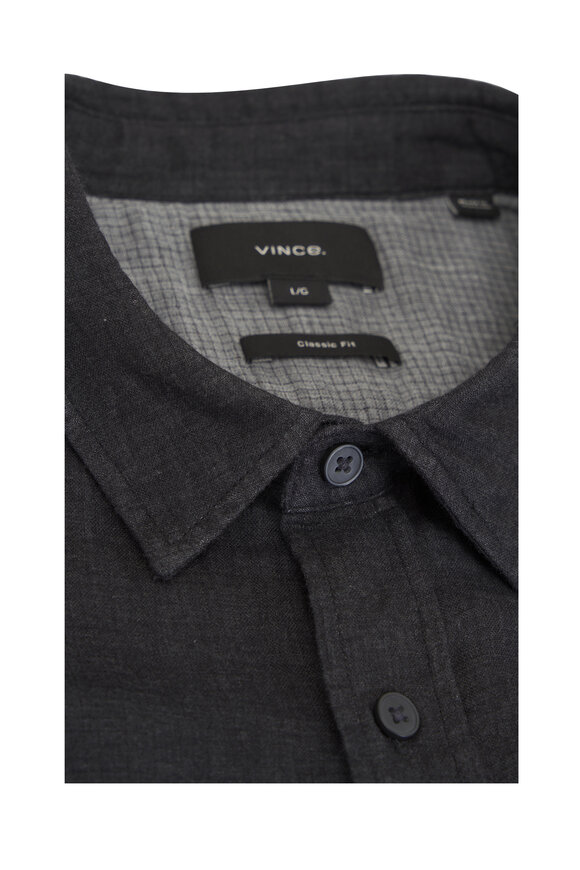 Vince Heathered Black Cotton Double Face Sport Shirt - view 2