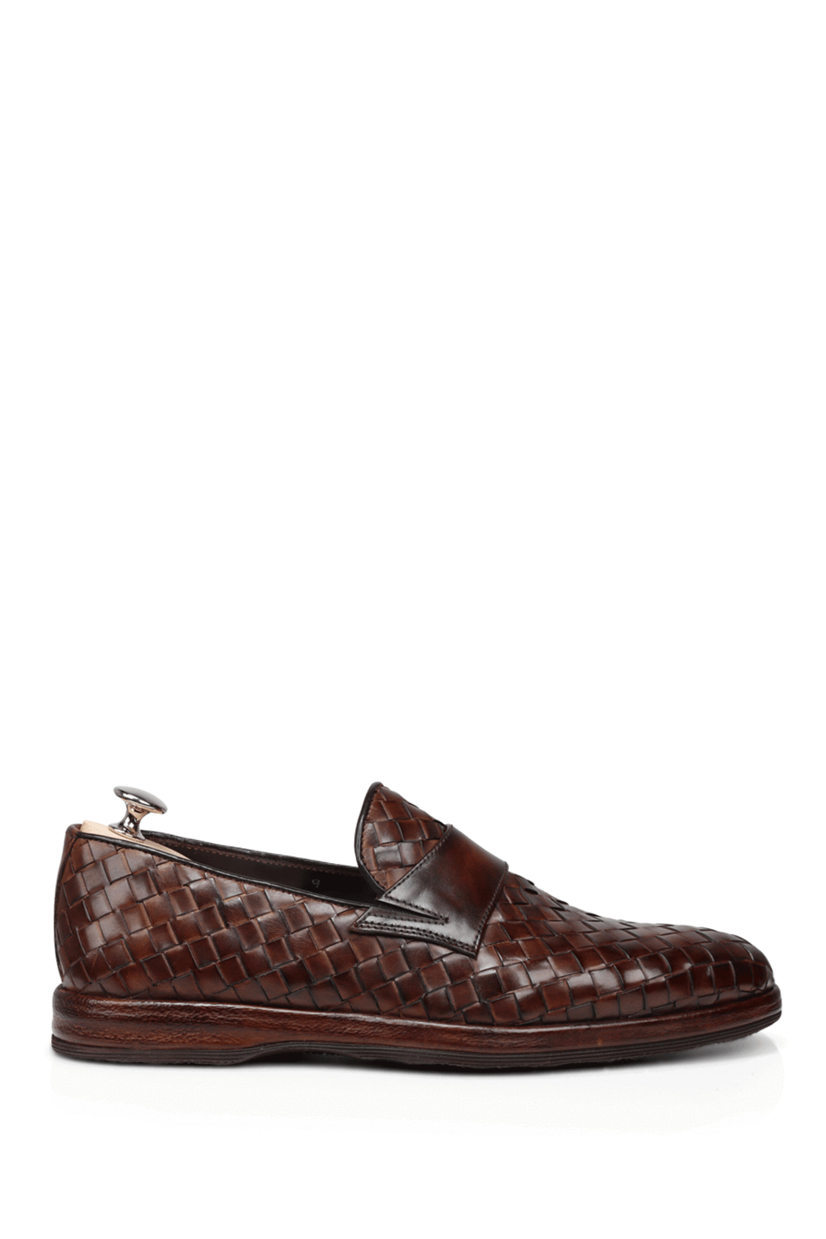 Bontoni - Attraente Medium Chocolate Woven Leather Loafer