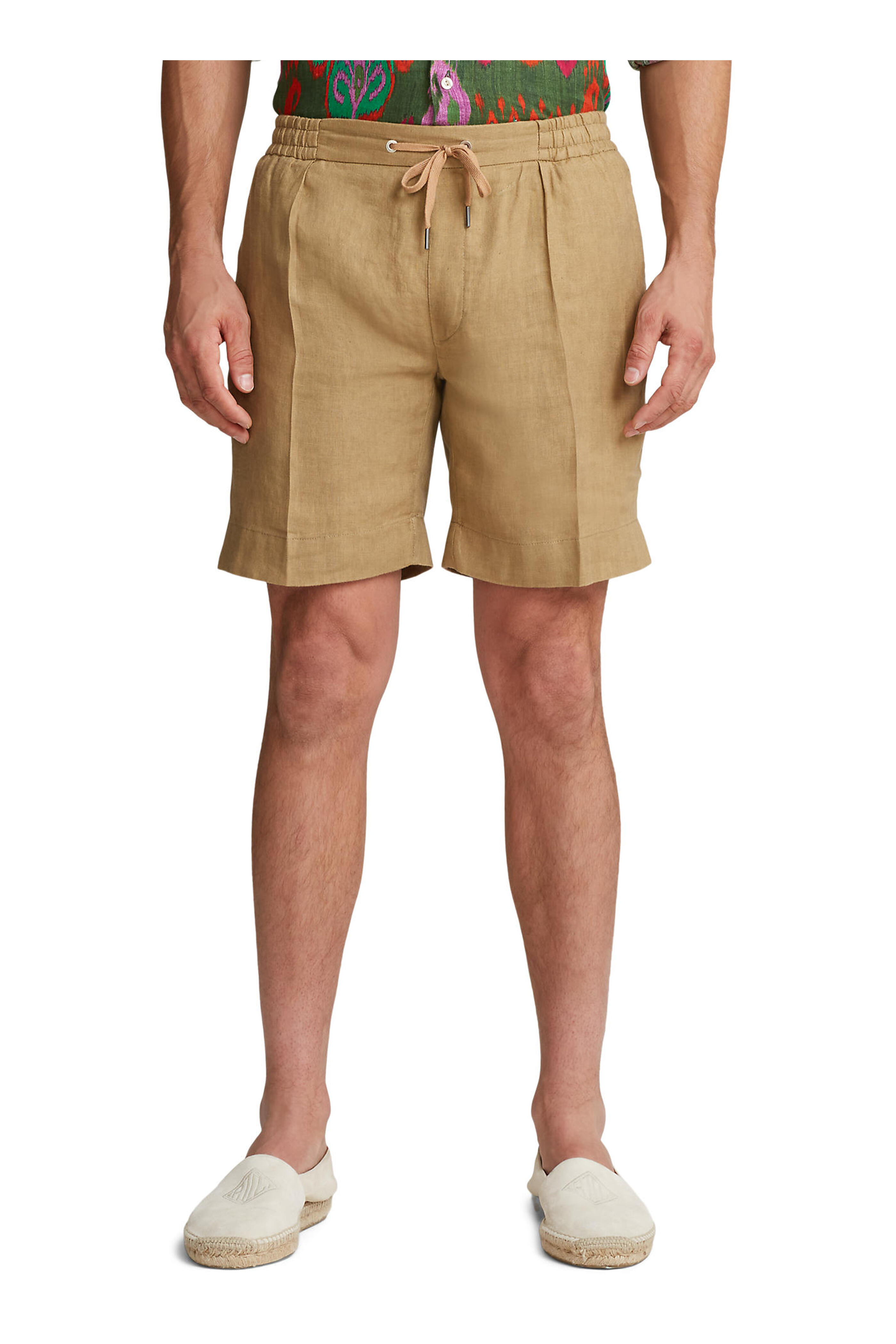 Ralph Lauren Purple Label - Regiment Khaki Textured Linen Dobby Shorts