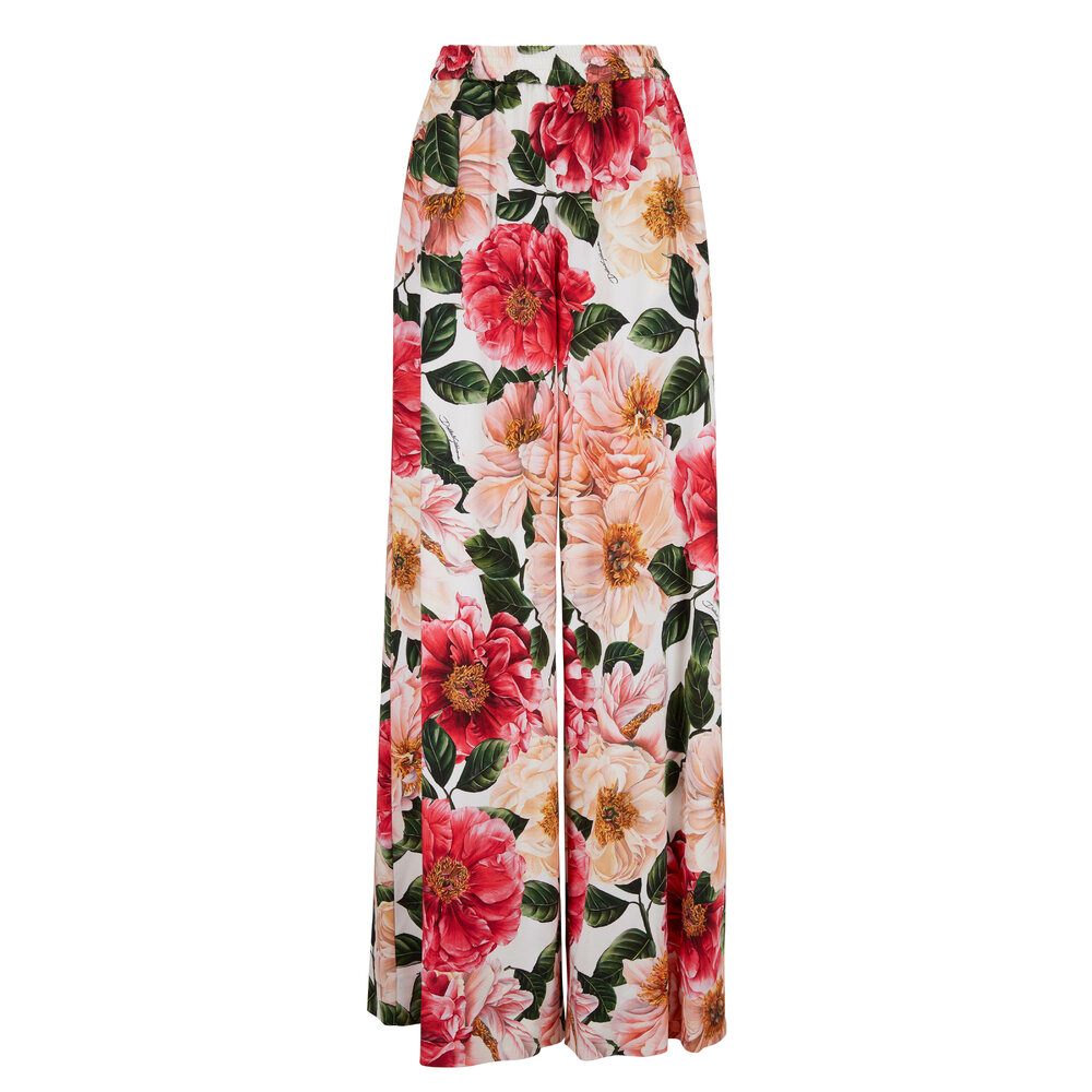 Dolce & Gabbana - Pink Floral Wide Leg Pant | Mitchell Stores