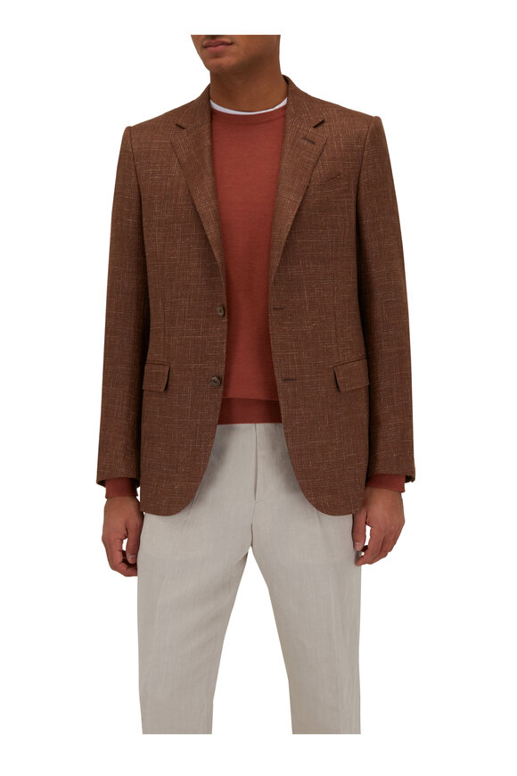 Zegna Rust & Gray Micro Check Sportcoat - view 2