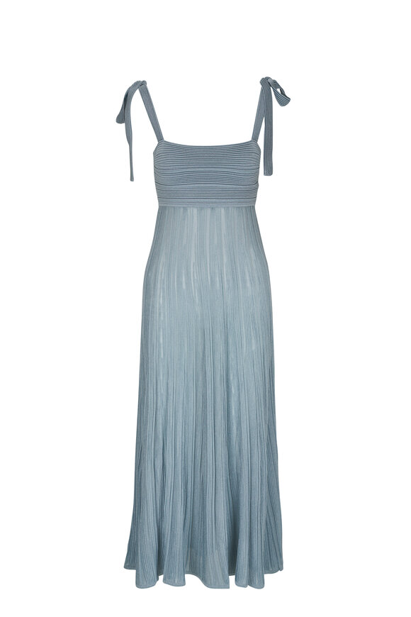 Zimmermann - Waverly Metallic Light Blue Tie Shoulder Dress