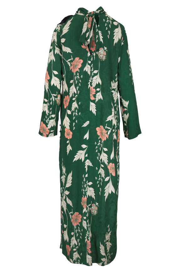 Johanna Ortiz Esencia Femenina Green Hibiscus Print Dress - view 3