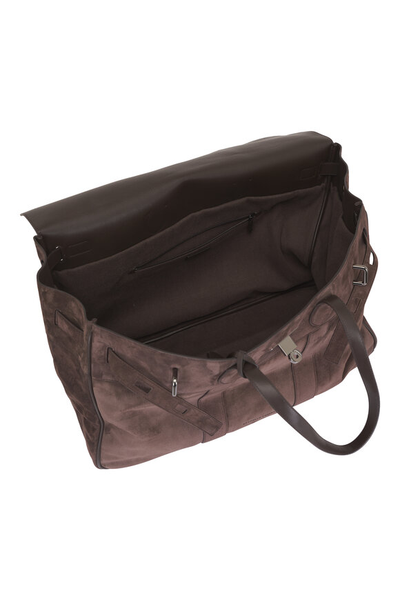 Brunello Cucinelli Espresso Suede Explorer Bag - view 5