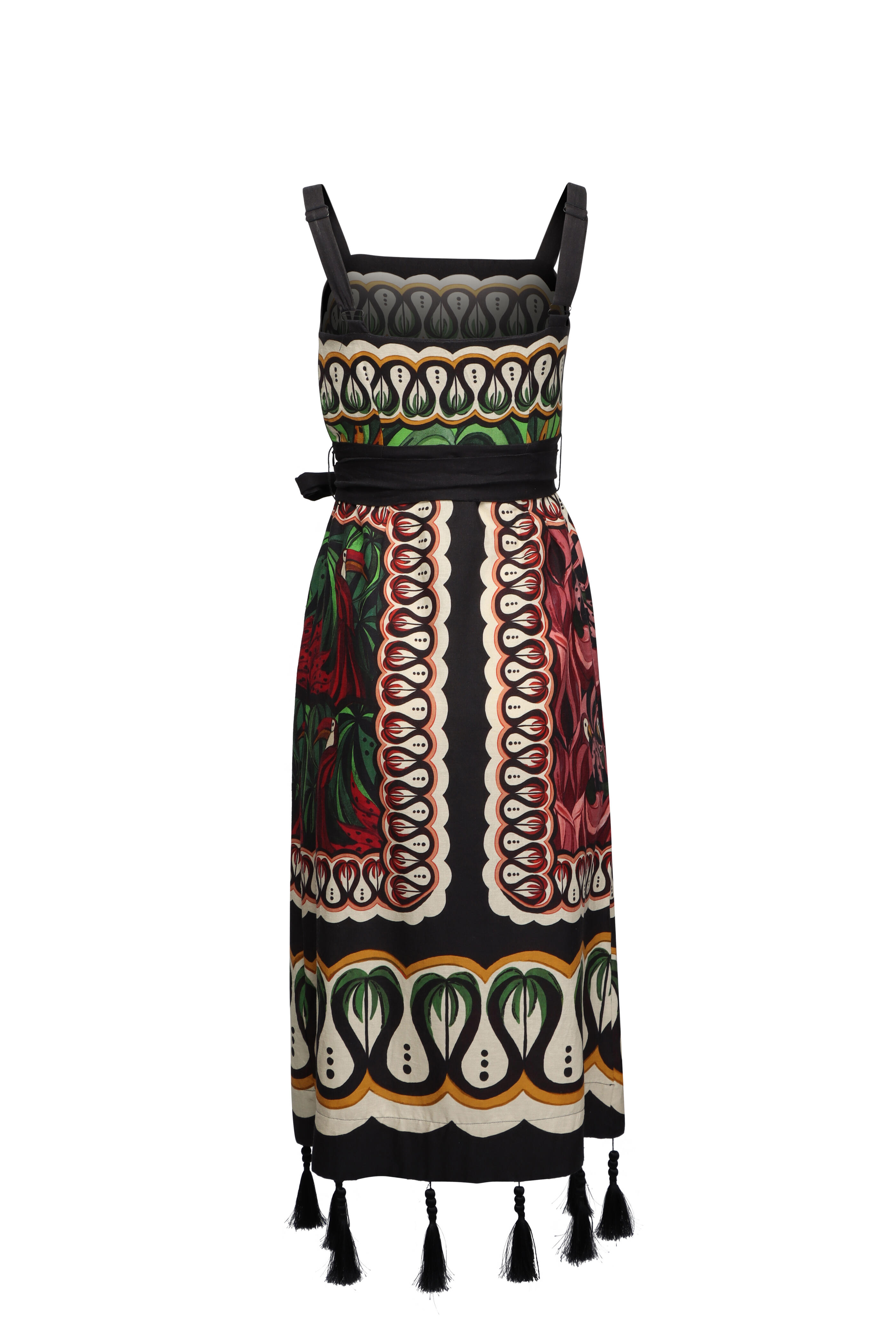 Farm Rio - Coconut Tree Black Scarf Midi Dress
