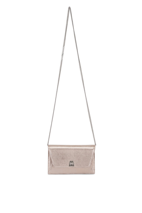 Akris Anouk Pale Metallic Rose Envelope Chain Clutch
