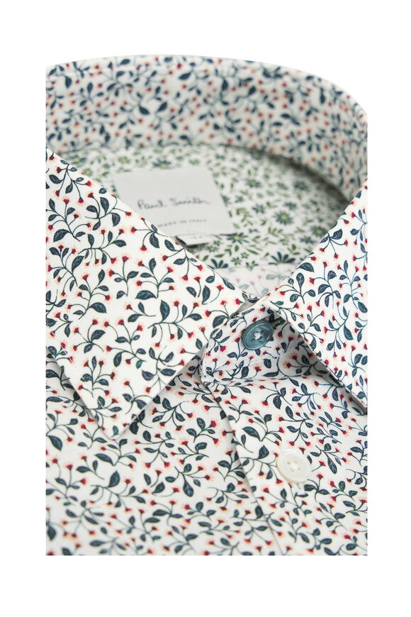 Paul Smith - Blue & White Floral Cotton Sport Shirt