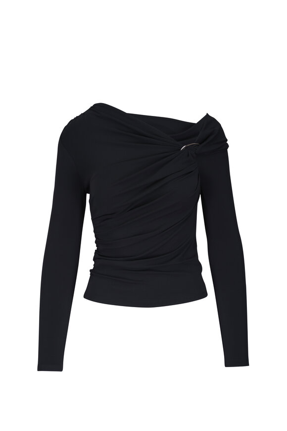 Veronica Beard Lozea Black Jersey Off-The-Shoulder Top