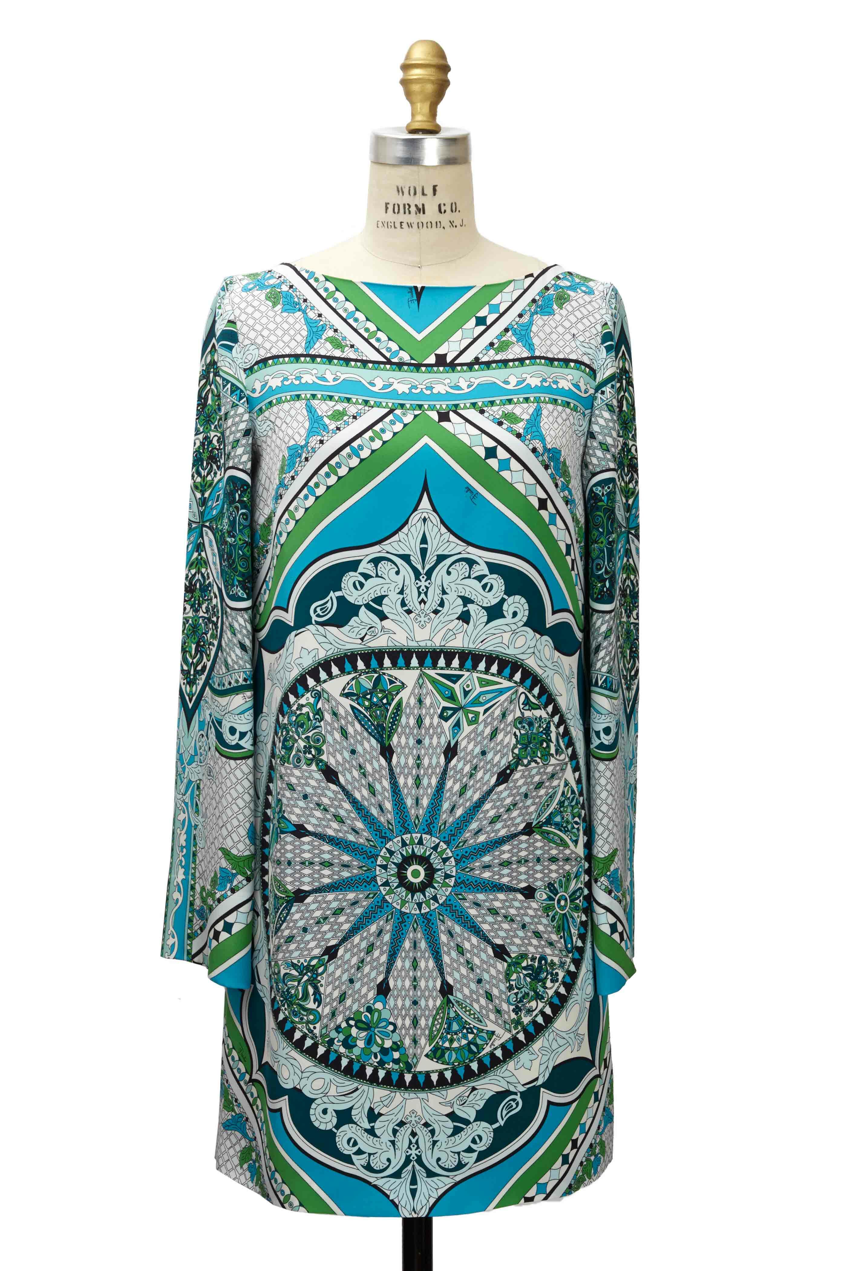 Pucci - Green Silk Pavimento Dress